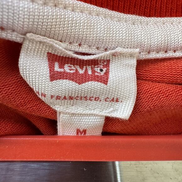 Vintage 90s LEVI’S Red Ringer Crop Top Stretch T Shirt Jersey Tee Grunge Y2K M - Picture 8 of 8